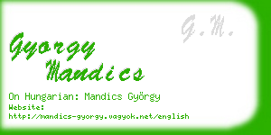 gyorgy mandics business card